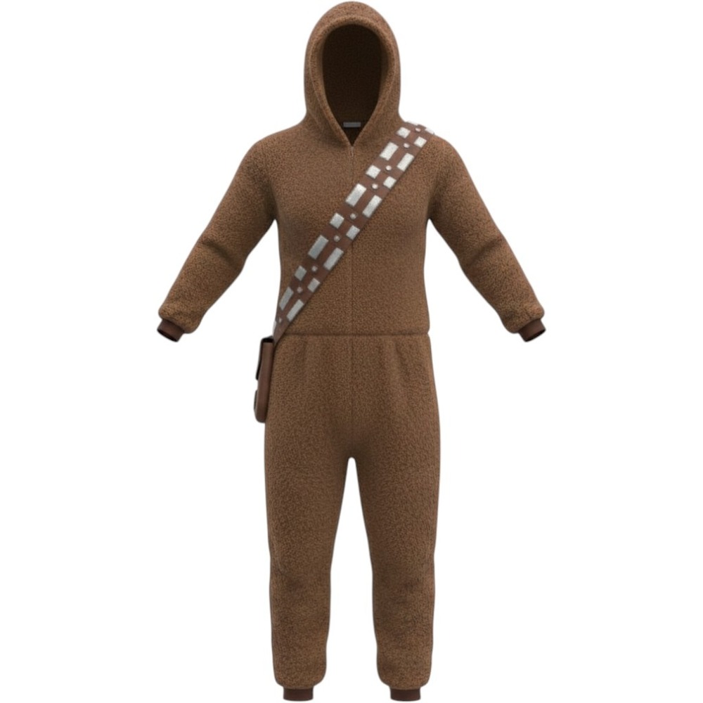 Star Wars Chewbacca Adult M Hooded Sherpa Fleece Union Suit Pajamas Costume